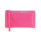 Leather Crocodile Pattern Handbag For Women - Pink