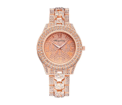 Jongo Luxury Full Diamonds Fashion Stainless Steel Watch For Women - Rose Gold Front View - ID 133135