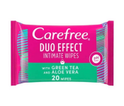 Carefree Duo Effect Intimate Wipes With Green Tea And Aloe Vera 20 Pieces  - Similar Product Imag - ID 136058