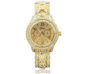 Jongo Luxury Full Diamonds Fashion Stainless Steel Watch For Women - Gold Front View - ID 133137