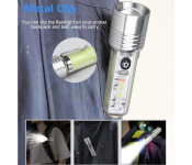 Generic Powerful Torches LED Super Bright Rechargeable 500 Lumens with Red Blue UV Light - Mini Pocket Torch 8 Modes Multifunctional Magnetic Zoomable Flashlight