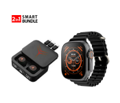 Bundle 1 PCs Set T500 Ultra Pro Clip USB Charging Smart Watch Ocean Band Loop Wrist Strap - Black + 1 PCs Set M88 Tws True Wireless Bluetooth Earphone with mobile power bank and inbuilt 3 charging cables 