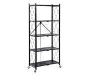 Foldable 5-Tier Shelving Unit with Wheels, Floor-Standing Multi-Layer Kitchen Storage Rack, Storage Trolley Cart for Garage Kitchen Living Room