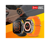 Bundle 1 PCs Set T500 Ultra Pro Clip USB Charging Smart Watch Ocean Band Loop Wrist Strap - Black + 1 PCs Set T500 Ultra Pro Clip USB Charging Smart Watch Ocean Band Loop Wrist Strap - Orange