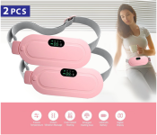 Bundle 2 PCs Set Menstrual Portable Heating Pad Cordless Back Pain Reliever with 3 Temperature Settings, 4 Massage Mode and a Digital Display for Women and Girls