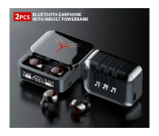 Bundle 2 PCs Set M88 Tws True Wireless Bluetooth Earphone with mobile power bank and inbuilt 3 charging cables 