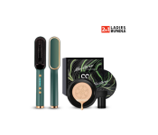 Bundle 1 PCs Set Professional Electric Hair Straightener Brush Heated Comb + 1 PCs Set GT Waterproof CC Cream Mushroom Head Makeup Brush for Mature Skin Moisturizing Concealer Brighten Long-Lasting Even Skin Tone for All Skin Types