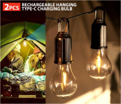 Bundle 2 PCs Set Portable Rechargeable Outdoor Camping Hanging Type-C Charging Retro Bulb Decoration Light