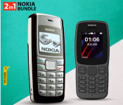 Bundle 1 PCs Set Nokia 106 Dual Sim Mobile Phone - Black (Refurbished) + 1 PCs Set Nokia 1112 Refurbished Mobile Phone - Black