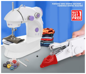 Bundle 1 PCs Set Handheld Sewing Machine JA147 + 1 PCs Set DLC 31021 Portable Mini Sewing Machine - White & Purple