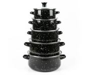 10 Pcs High Quality Enamel Casserole Set With Glass Cover - Black