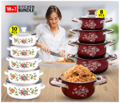 Bundle 1 PCs Set 8 pcs High Quality stainless steel cookware set - Red + 1 PCs Set 10pcs Olympia Casserole Set Olympia OE-003