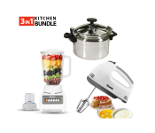 Bundle 1 PCs Set DLC PC103 Pressure Cooker 3L - Silver + 1 PCs Set Krawn - KB999 2-In-1 Blender - White + 1 PCs Set Krawn KW-49001 Hand Mixer - White
