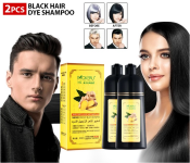 Bundle 2 PCs Set Mokeru Ginger 500ml Instant Black Hair Deye Color Shampoo Easy To Use And Long Lasting, Organic Natural Fast Hair Dye, 100% Grey Coverage in Minutes for Women & Men 