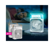 Bundle 2 PCs Set portable Super Strong Air Conditioner USB Fan Mini Humidifier Cooler Fan 3 Gear 