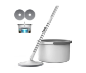 Portable Spin Mop and Bucket Set 360°Flat Mop with Self Separation Dirty and Clean Water System 2Pcs Mop Towels