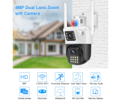 Outdoor Full HD PTZ WiFi Dual Lens AI Human Auto Tracking Security IR Color Night Vision CCTV Video Surveillance Cam