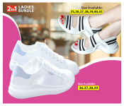 Bundle 1 PCs Set Sneakers Outdoor Casual Sports EU 36 Shoes for Women - White and Blue + 1 PCs Set Casual EU 37 Women Breathable Comfy Sandal Shoes - White