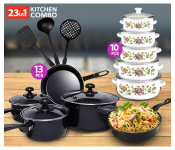 Bundle 1 PCs Set 10pcs Olympia Casserole Set Olympia OE-003 + 1 PCs Set Epsilon EN4690 Nonstick Cookware Set - Black, 13 Pieces