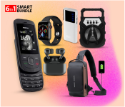 Bundle 1 PCs Set Anti theft Crossbody Sling bag for Men Women, Waterproof Leather Chest with USB Charging Port + 1 PCs Set Nokia 2220 Slide Mobile Phone (Refurbished) Black + 1 PCs Set IWO 8 Sport Smart Watch - Black + 1 PCs Set Macon Powerbank with Strong Light Real Capacity 20000mAH - White + 1 PCs Set GT Portable Bluetooth Rechargeable Camping Speaker + 1 PCs Set TWS Airpod Pro 3 Bluetooth Earphones Wireless Headset - Black