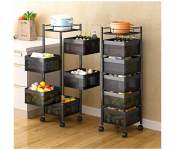High Quality 5 Layer Kitchen Trolley With Wheels, Kitchen Organizer Items And Storage Solutions For Square Kitchen Organizer And Kitchen Accessories Item