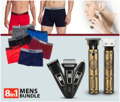 Bundle 1 PCs Set Vkarh Retro Rechargeable Cordless Hair Clipper for Men- Gold + 1 PCs Set MEN 6 In 1 Combo Seamless Men Boxer + 1 PCs Set Yoko 3 in 1 Rechargeable Shaver Hair Clipper Nose Trimmer - Black and Gold