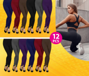 Bundle 12 PCs Set 3232 Women High Waist Full Length Thick Warm Cotton Knitted Long Leggings