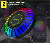 Bundle 2 PCs Set Car Air Freshener with ambience light and Aromatherapy Atmosphere Lights APP Voice Control Rhythm Pickup Decorative Lamps