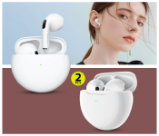 Bundle 2 PCs Set True Wireless Stereo In-Ear Earphone (White)