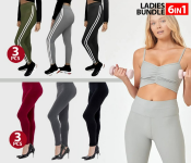 Bundle 3 PCs Set 3232 Women High Waist Full Length Thick Warm Cotton Knitted Long Leggings + 3 PCs Set 4242 Striped Casual High Waist Full Length Thick Warm Cotton Knitted Long Leggings Stretch Pants for Women 