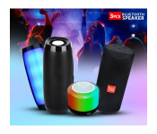 Bundle 1 PCs Set 10 Watts Wireless Bluetooth Speaker With Colorful LED Light JA171 - Multi Color + 1 PCs Set GT Mini Bluetooth RGB Led Compact pocket travel Speaker + 1 PCs Set TG 113 Portable Wireless Bluetooth Stereo High Bass Speaker - Assorted