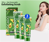 Bundle 3 PCs Set AVOCADO EXFOLIATING SCRUB 120g, Removes black dead cells Moisturizing Peeling Cream Gel Face Scrub Full Body Lotion Unisex