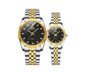 Rio Double Color Strap Couple Watch - Black 
