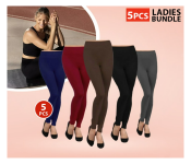 Bundle 5 PCs Set 3232 Women High Waist Full Length Thick Warm Cotton Knitted Long Leggings