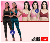 Bundle 1 PCs Set Galaxy Printed Bra And Legging for Women - Peacock Blue + 1 PCs Set Galaxy Printed Bra And Legging for Women - Military Green + 1 PCs Set Pack of 3 Dhabeena Women's Comfy Cotton Daily Wear Bra with Elastic Strap - 38B