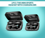 Bundle 2 PCs Set M19 Digital Display TWS Mini Sports Headset With Charging Bin