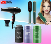 Bundle 1 PCs Set Mozer MZ-5932 Hair Dryer Blower - Black + 1 PCs Set Professional Electric Hair Straightener Brush Heated Comb + 1 PCs Set Aloe Vera Green Tea 40ml Deep Cleansing Pore Shrinking and Blackhead Removing Facial Mask Stick + 1 PCs Set Aloe Vera Green Tea 40ml Deep Cleansing Pore Shrinking and Blackhead Removing Facial Mask Stick - Eggplant + 1 PCs Set Aloe Vera Green Tea 40ml Deep Cleansing Pore Shrinking and Blackhead Removing Facial Mask Stick - Black