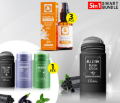 Bundle 3 PCs Set 30 ml Anti Aging Vitamin C Serum for Face with Hyaluronic Acid and Pure Vitamin E + 1 PCs Set Aloe Vera Green Tea 40ml Deep Cleansing Pore Shrinking and Blackhead Removing Facial Mask Stick - Black + 1 PCs Set Aloe Vera Green Tea 40ml Deep Cleansing Pore Shrinking and Blackhead Removing Facial Mask Stick 