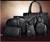 Handbag 5 Pcs Bags For Women Luxury FashionBlack Image