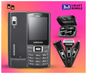 Bundle 1 PCs Set Samsung Dual SIM GT-C5212 - Black Refurbished + 1 PCs Set M19 Digital Display TWS Mini Sports Headset With Charging Bin + 1 PCs Set Yoko 3 in 1 Rechargeable Shaver Hair Clipper Nose Trimmer - Black and Gold