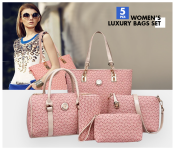 TT-Casual 5 Pieces Handbags Set for Women -Pink 