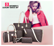 TTCasual 5 Pieces Handbags Set for WomenBrown Image