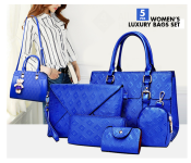 Handbag 5 Pcs Bags For Women Luxury FashionBlueColour Image