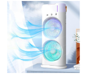 Jongo Portable Double Ended Spray Fan Oscillating Air Circulation Tower Fan with Mist Spray, Travel Cooler Fan, Water Misting Fan, USB Rechargeable Mini Desktop Table Cooling Fan for Office, Mist Fan   - Similar Product Imag - ID 138428