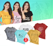 Bundle 5 PCs Set Mixed Print Design T-Shirt for Women