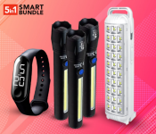 Bundle 1 PCs Set Digital Touch Screen Watch 1516 - Black + 1 PCs Set Flexy BLE11 Bright On Rechargable Lantern- White + 1 PCs Set 3 Piece Mini Rechargeable Zoomable Flash Light - Black