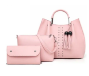 Bundle PU Leather Ladies Wallet Ladies Pars Hand Set Bag With Rivet - Rose +1set Qibest 4 Shades Make Up Non Stick Cup Lip Gloss Mini Size Tubes Set A Lipstick