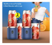 Bundle 2 PCs Set Multifunctional Portable 6 Bled Blender Mini Size Blender with 2 cup