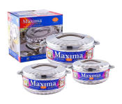 Maxima Stainless Steel Hot Pot Set Size 3500 5000 7500 ml - Silver