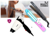 Bundle 1 PCs Set HTC HTC-8813-HS 2 2in 1 Curler & straightner 17 watts + 1 PCs Set Krawn Hair Straightner KR-41011 + 1 PCs Set Krawn Hair Dryer KW-41008